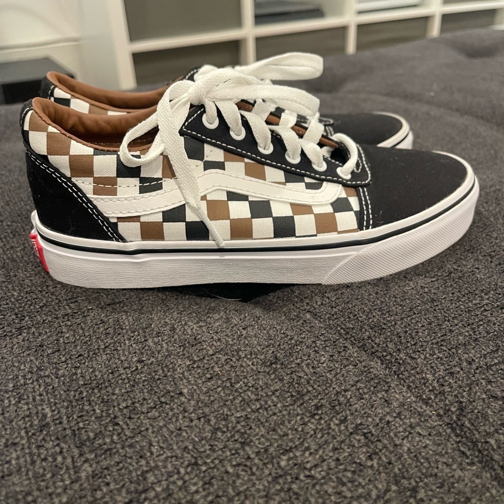 Vans Kids Black and Brown Checkered Sneakers